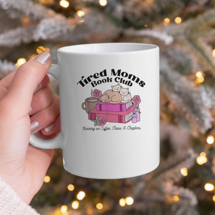 Tired Moms Book Club Running On Coffee Chaos And Chapter Cat Graphic Print Coffee Mug