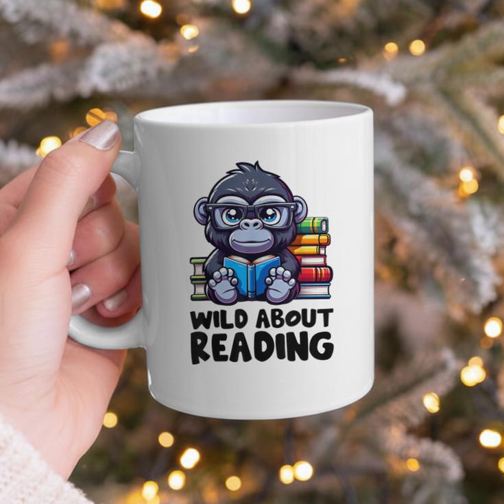 Wild About Reading Book Lover Gorilla Graphic Print Coffee Mug
