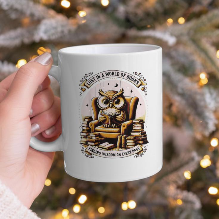 Wise Owl Reading Books Graphic Print Coffee Mug