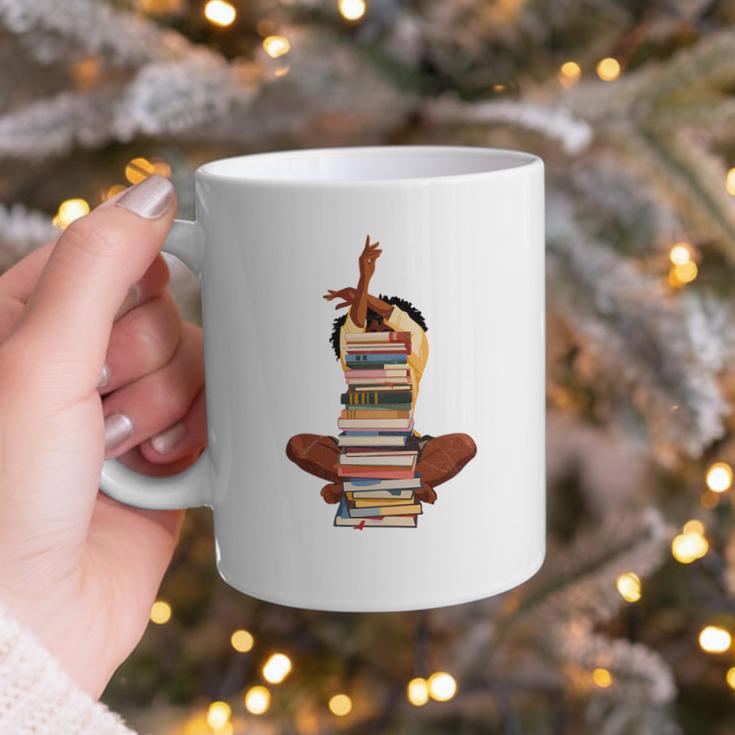 Woman And Books Stack Afro Girl Book Lover Graphic Print Coffee Mug Woman And Books Stack Afro Girl Book Lover Graphic Print Coffee Mug