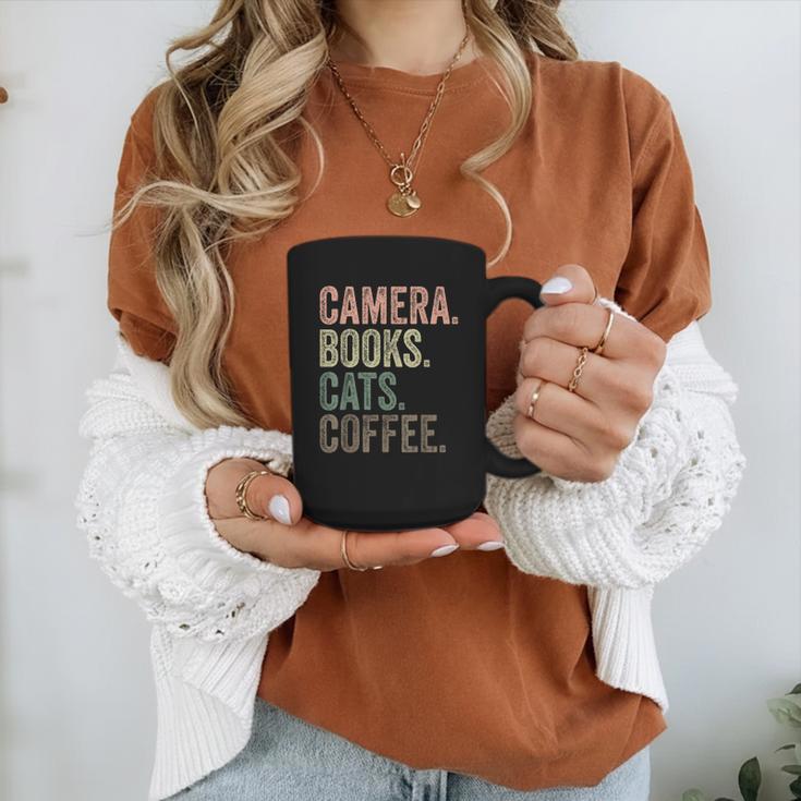 Camera Books Cats And Coffee Lover Photography Men Women Graphic Print Coffee Mug