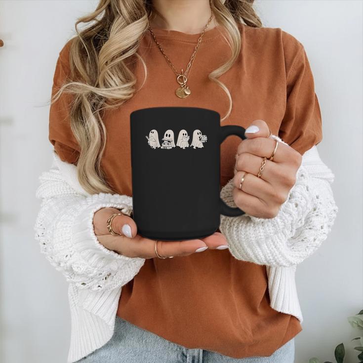 Ghost Book Reading Halloween Books Lover Teacher Kids Graphic Print Coffee Mug