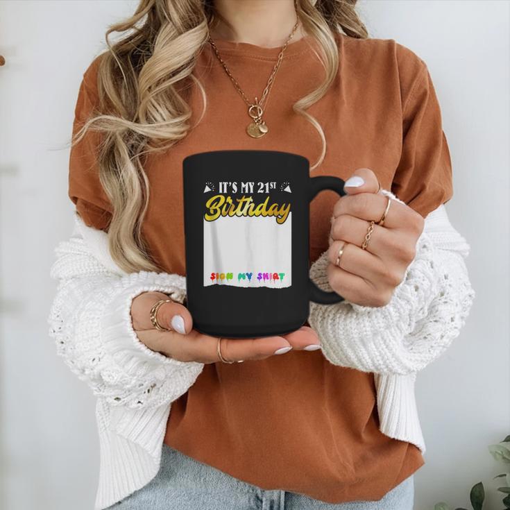 Guestbook My 21st Birthday Sign My Shirt Birthday Party Graphic Print Coffee Mug