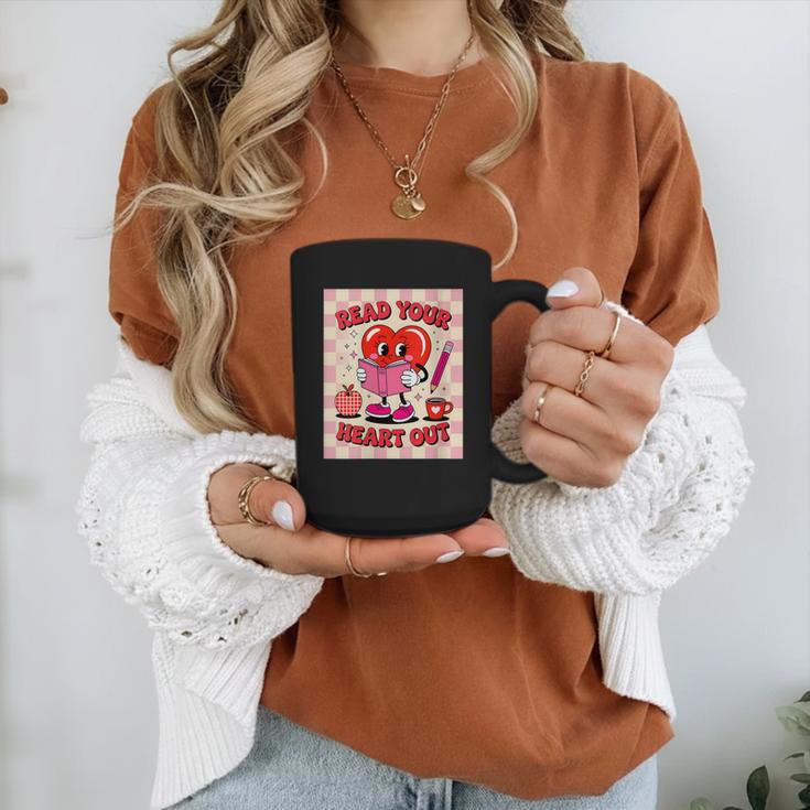 Women's Read Your Heart Out Groovy Bookish Valentine Day Women Girls Graphic Print Coffee Mug