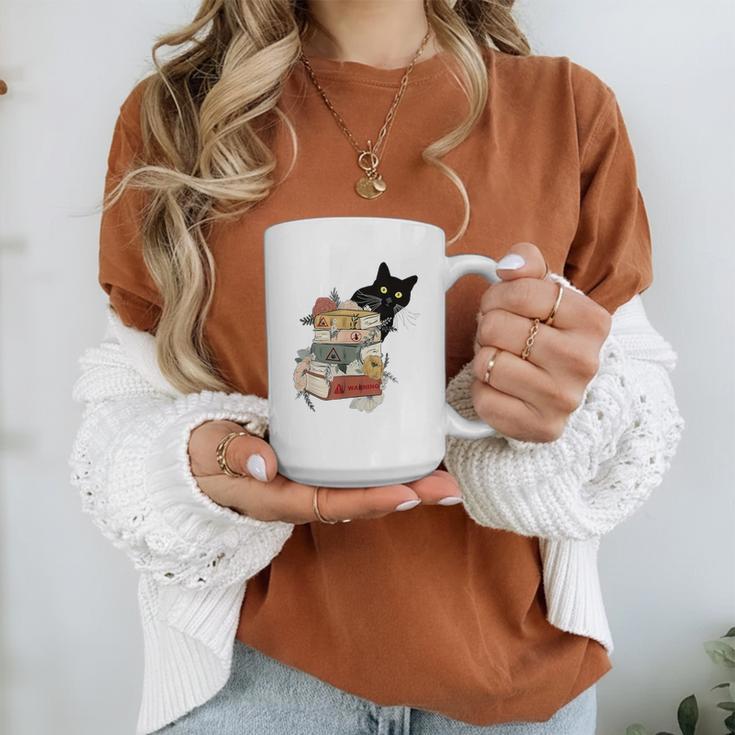 Cat And Books Flowers Reading Club Cat Lover Bookworm Graphic Print Coffee Mug