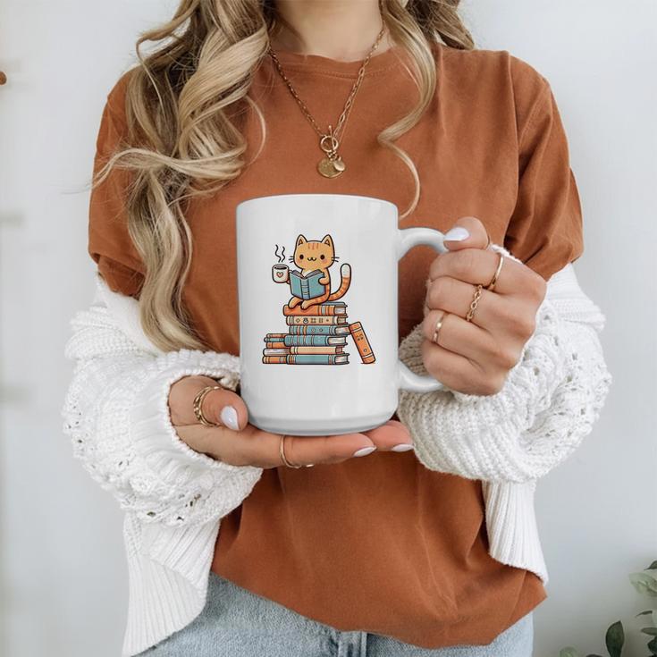 Kawaii Cat Coffee Books Teacher Men Women Girls Kids Graphic Print Coffee Mug