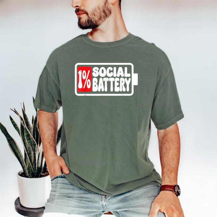 1 Social Battery Sarcastic Introverted Men Women Men's Comfort Colors T-Shirt