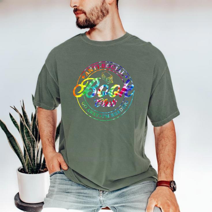 Anti Social Book Club Go Away I'm Reading Book Tie Dye Men's Comfort Colors T-Shirt