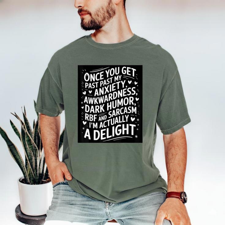Anxiety Awkward Dark Humor Quote Introverts Sarcastic Men's Comfort Colors T-Shirt