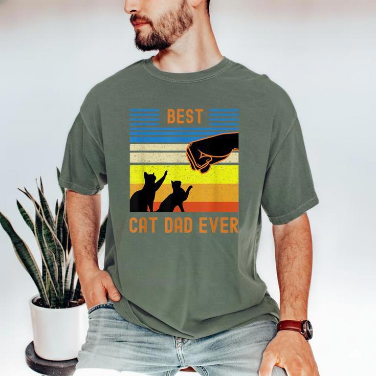 Best Cat Dad Ever Fist Bump For Fur Daddies Men Women Girls Kids Men's Comfort Colors T-Shirt