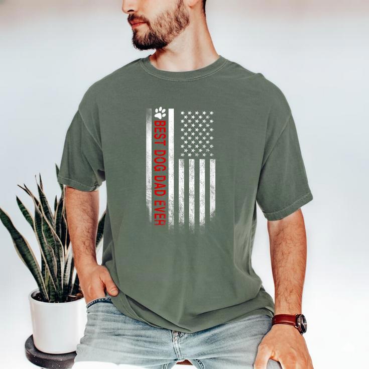 Best Dog Dad Ever American Flag For Best Father Men's Comfort Colors T-Shirt