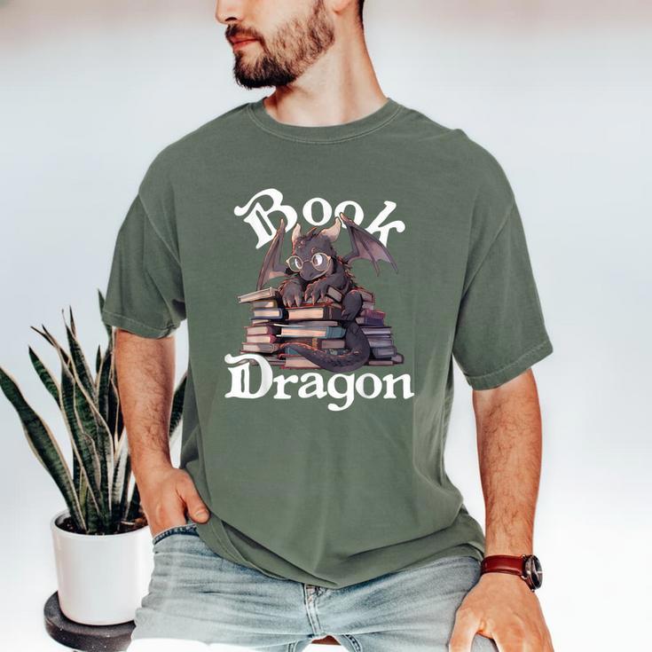 Book Dragon Book Lover Bookworm Book Reader Librarian Men's Comfort Colors T-Shirt