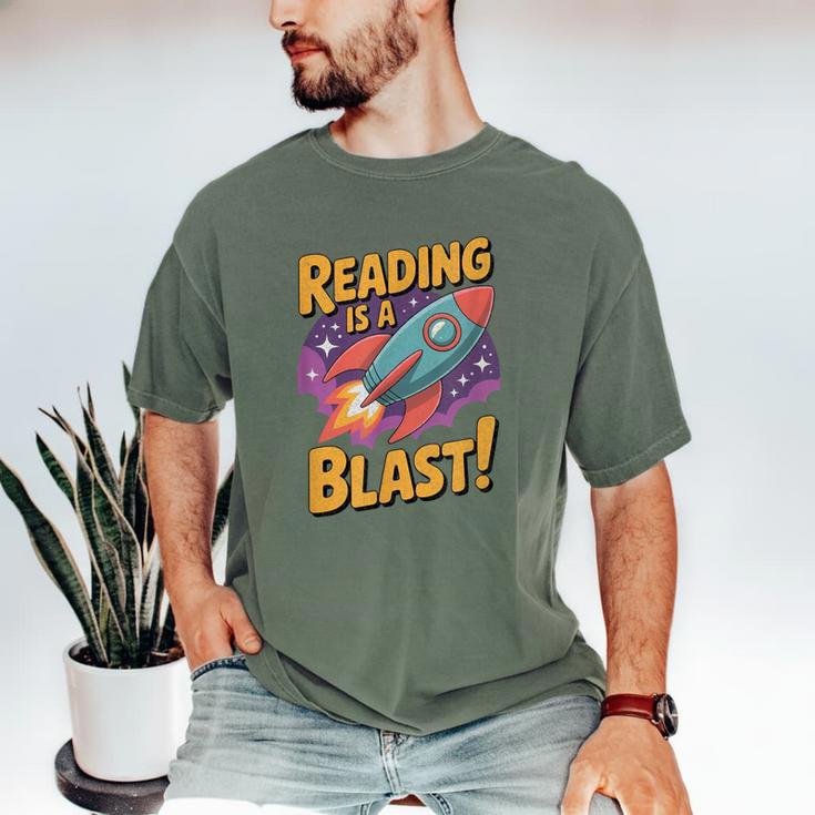 Book Lover Kids And Adults Reading Is a Blast Rocket Ship Men's Comfort Colors T-Shirt