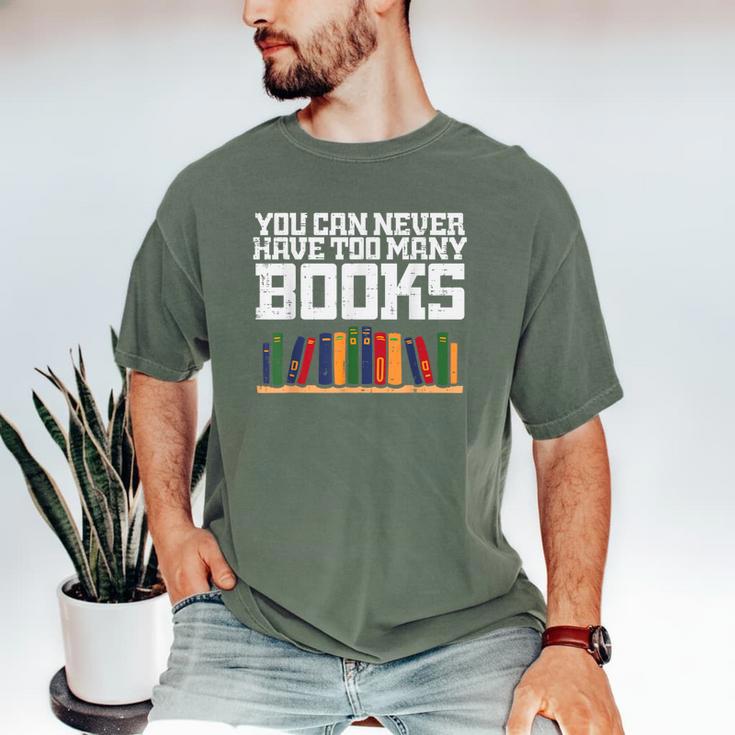 Never Too Many Books Read Book Reading Librarian Men Women Men's Comfort Colors T-Shirt
