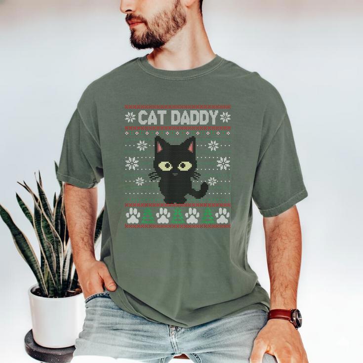 Cat Daddy Ugly Christmas Sweater Pajama Kitty Cat Lover Xmas Men's Comfort Colors T-Shirt