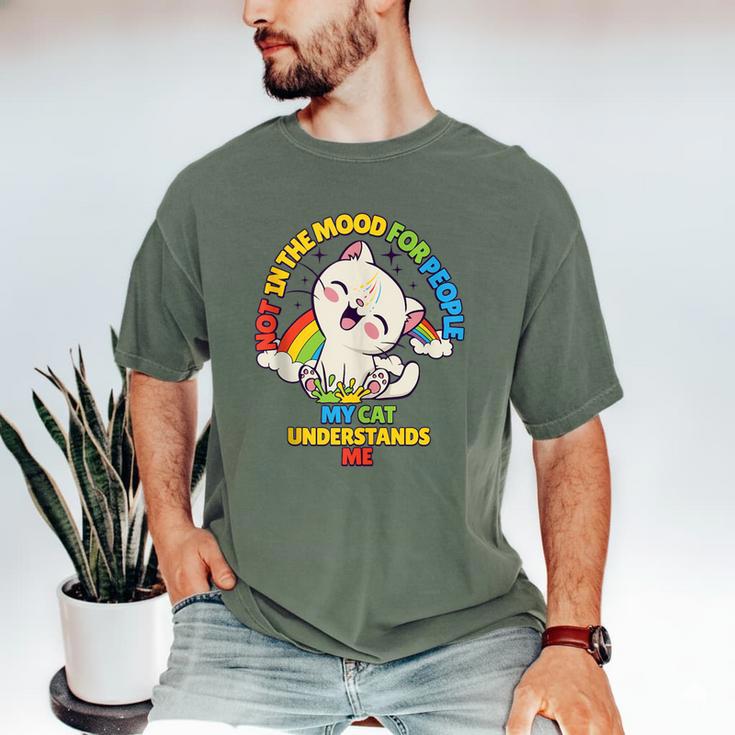 Cat Mom Loves Cats Dad Not In The Mood For People Introvert Men's Comfort Colors T-Shirt