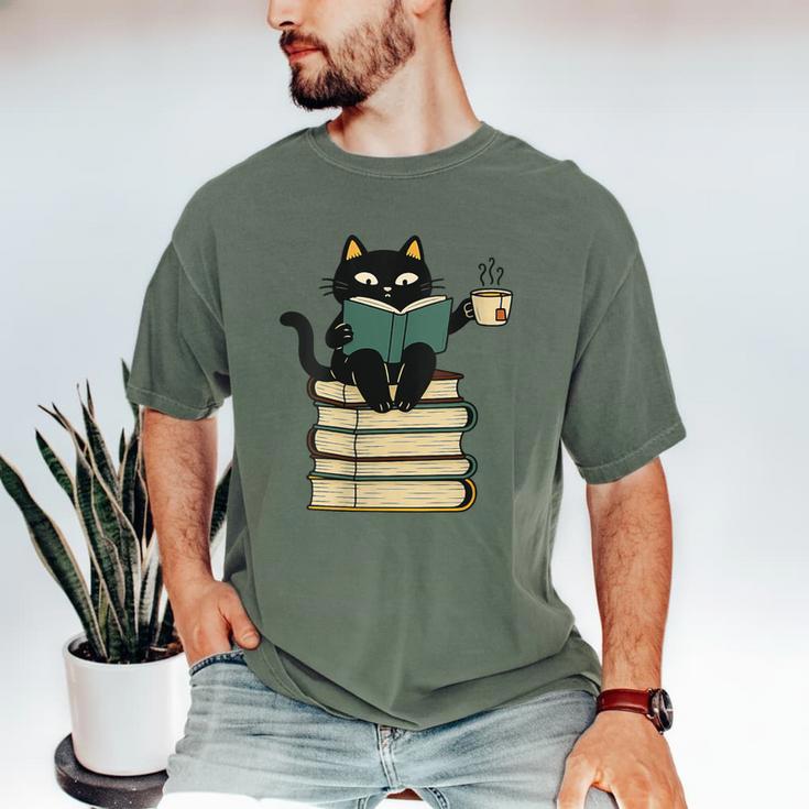 Cat Reading Book Men's Comfort Colors T-Shirt