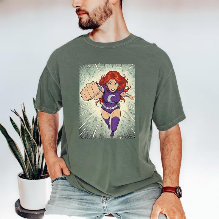 The Crimson Crescent 90s Retro Comic Book Superheroine Art Men's Comfort Colors T-Shirt
