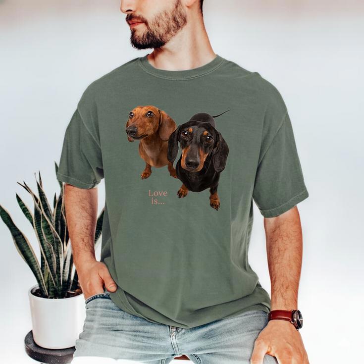 Dachshund Shirt Doxie Mom Dad Love Wiener Dog Puppy Cute Tee Men's Comfort Colors T-Shirt