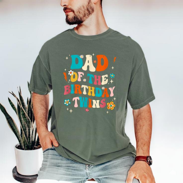 Dad Of The Birthday Twins Boys Girls Party Retro Bday Men's Comfort Colors T-Shirt