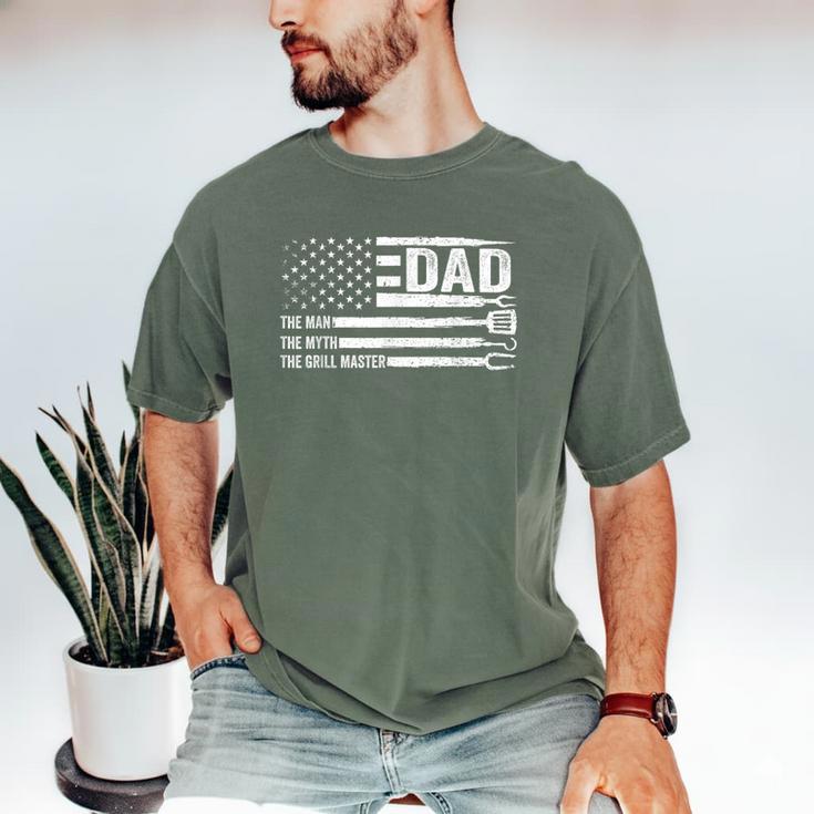 Dad The Man The Myth The Grill Master USA Flag Father's Day Men's Comfort Colors T-Shirt