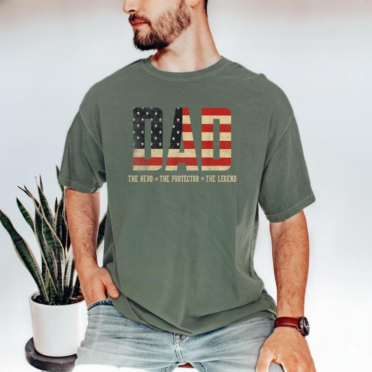 Dad Protector Hero Legend USA Flag Dad Father's Day Men's Comfort Colors T-Shirt