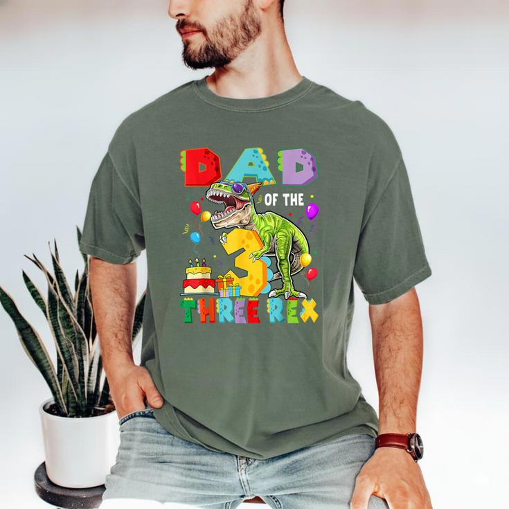 Dad Of The Three Rex 3Rd Birthday Boy Dinosaur T-Rex Men's Comfort Colors T-Shirt