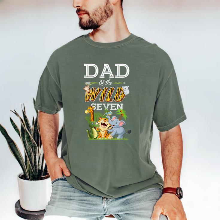Dad Of The Wild Seven Animal Safari 7th Birthday Party Men's Comfort Colors T-Shirt