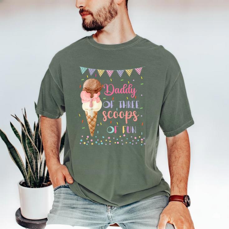 Daddy Dad Ice Cream Third Birthday Three Scoops Of Fun Men's Comfort Colors T-Shirt
