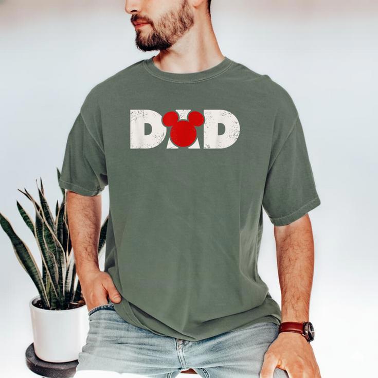 Disney Mickey And Friends Dad Mickey Distressed Text Logo Men's Comfort Colors T-Shirt