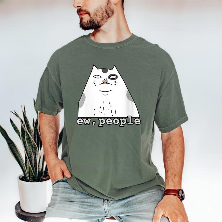 Ew People Introvert Sayings Sarcastic Cat Quote Men's Comfort Colors T-Shirt