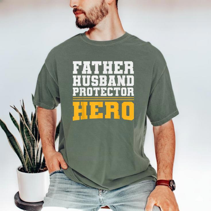 FATHER HUSBAND PROTECTOR HERO Dad Daddy Fathers Day Men's Comfort Colors T-Shirt