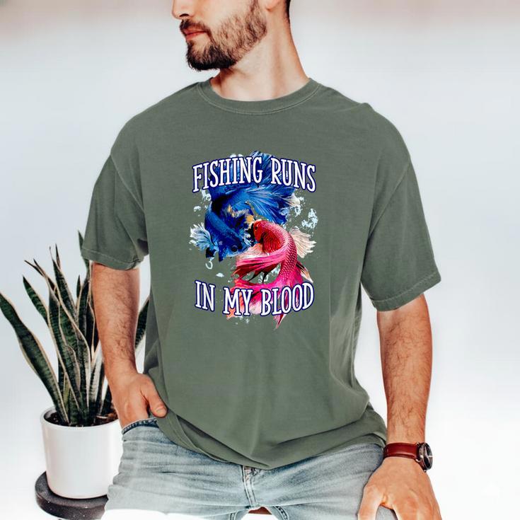 Fishing Runs In My Blood Introvert Hobby Antisocial Men's Comfort Colors T-Shirt