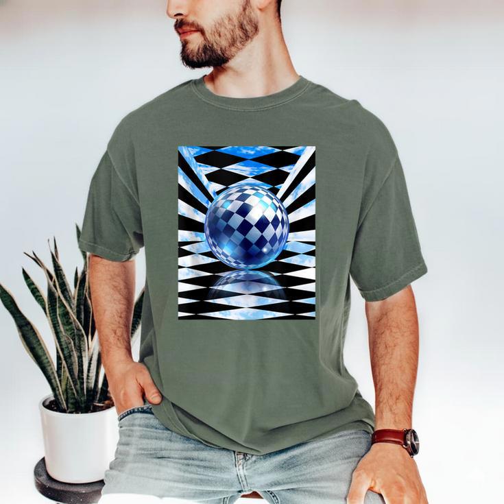 Frutiger Aero Aesthetic Tech Checkered Room Orb Sky Men's Comfort Colors T-Shirt