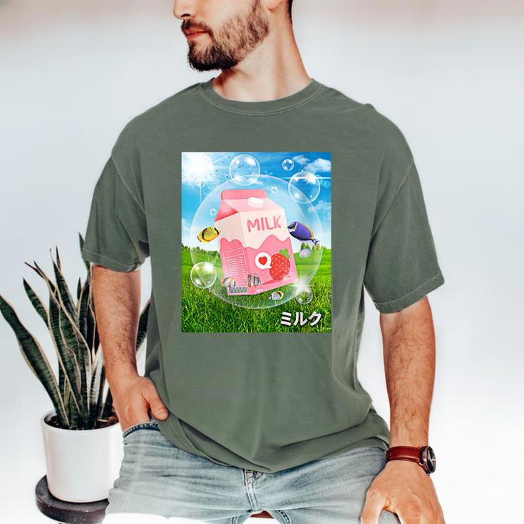 Frutiger Aero Aesthetic Tech Kawaii Strawberry Milk Fishes Men's Comfort Colors T-Shirt