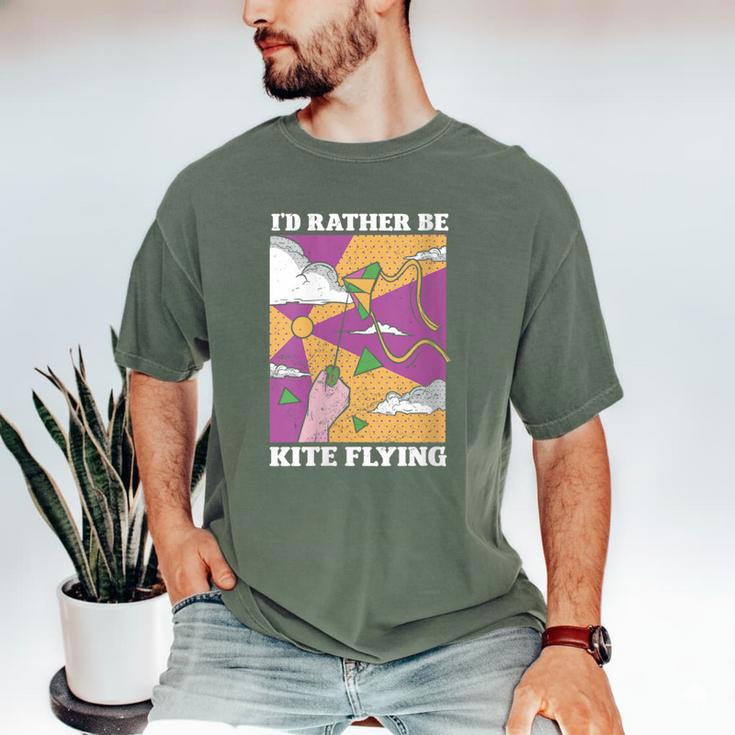 I'd Rather Be Kite Flying Throwback Hobby Memory Kite Men's Comfort Colors T-Shirt