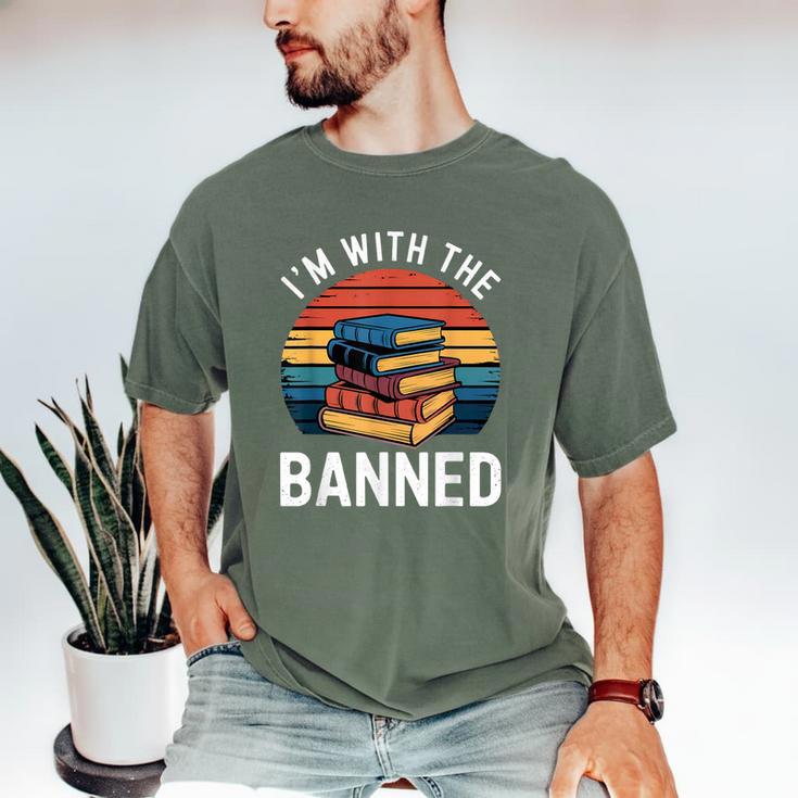 I'm With The Banned Stack Of Books Vintage Sunset Retro Men's Comfort Colors T-Shirt