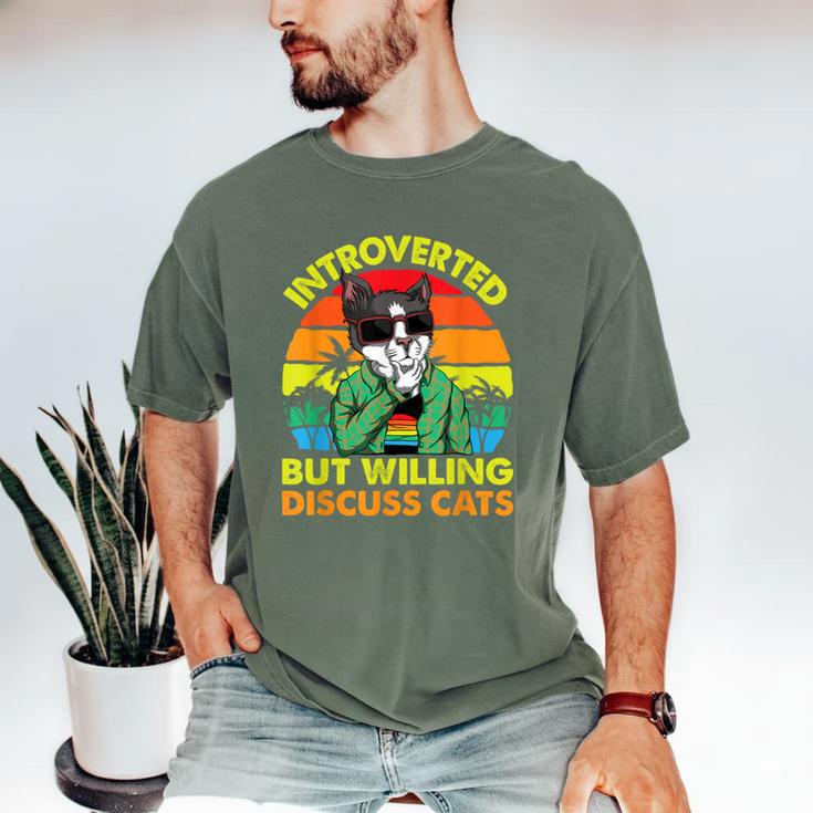 Introvert Cats Sarcasm Cat Lover Introverts Men's Comfort Colors T-Shirt