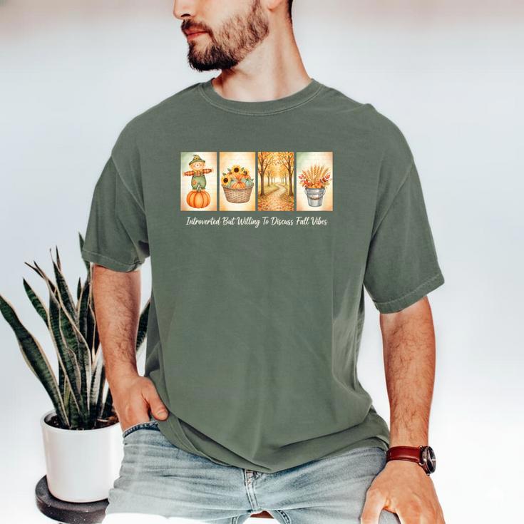 Introverted But Willing To Discuss Fall Vibes Autumn Pumpkin Men's Comfort Colors T-Shirt