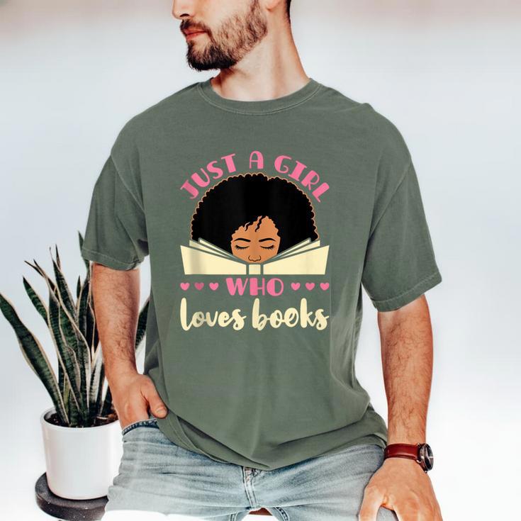Just a Girl Who Loves Books African American Book Nerd Lover Men's Comfort Colors T-Shirt