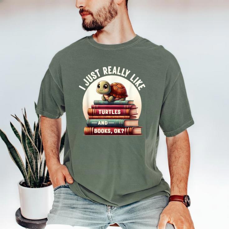 I Just Really Like Turtles And Books OK Turtle Reading Men's Comfort Colors T-Shirt
