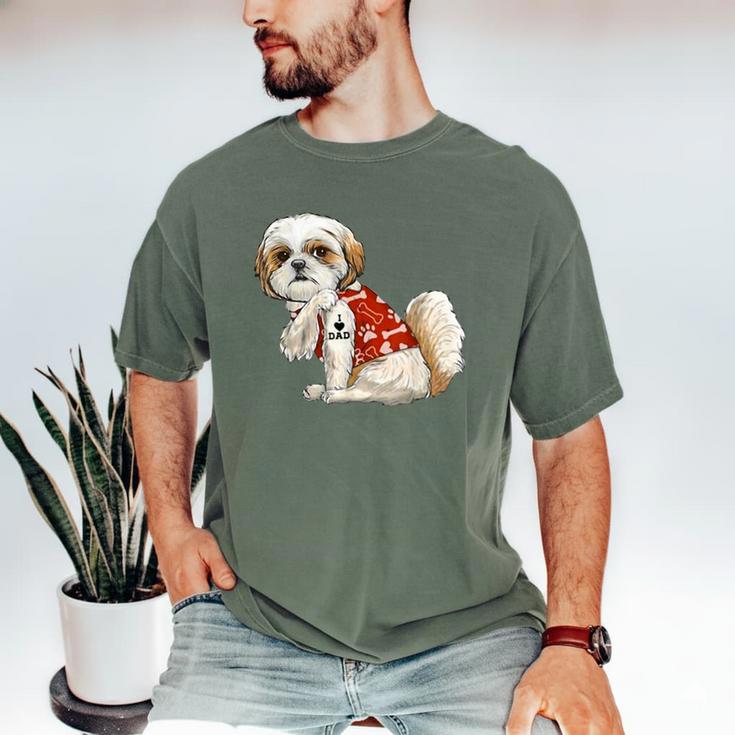 I Love Dad Tattoo Shih Tzu Dad Father's Day Men's Comfort Colors T-Shirt