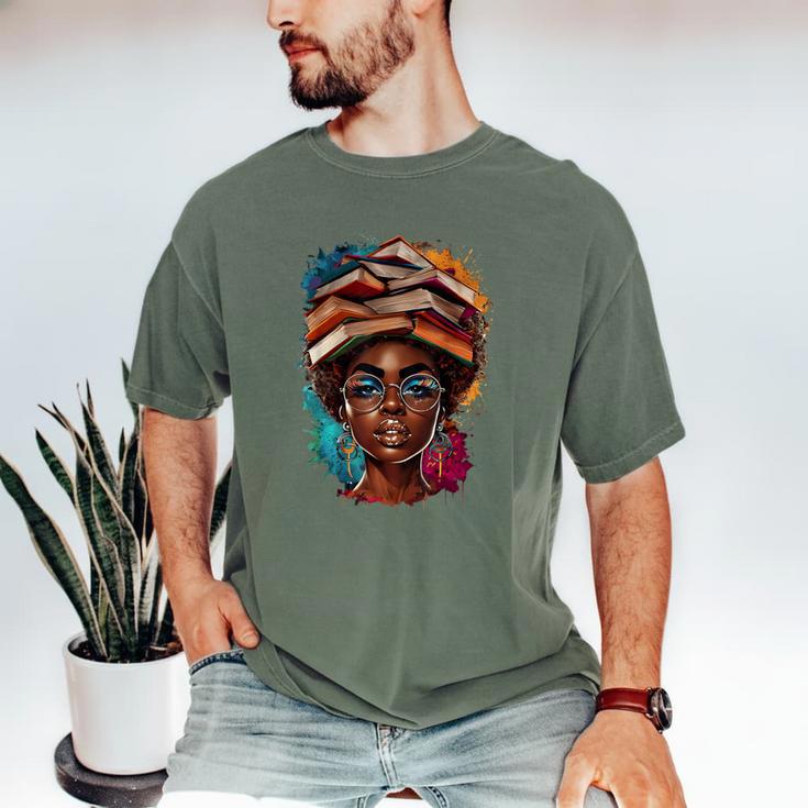 Melanin Girl Afro Book Lover Librarian Teacher Student Men's Comfort Colors T-Shirt