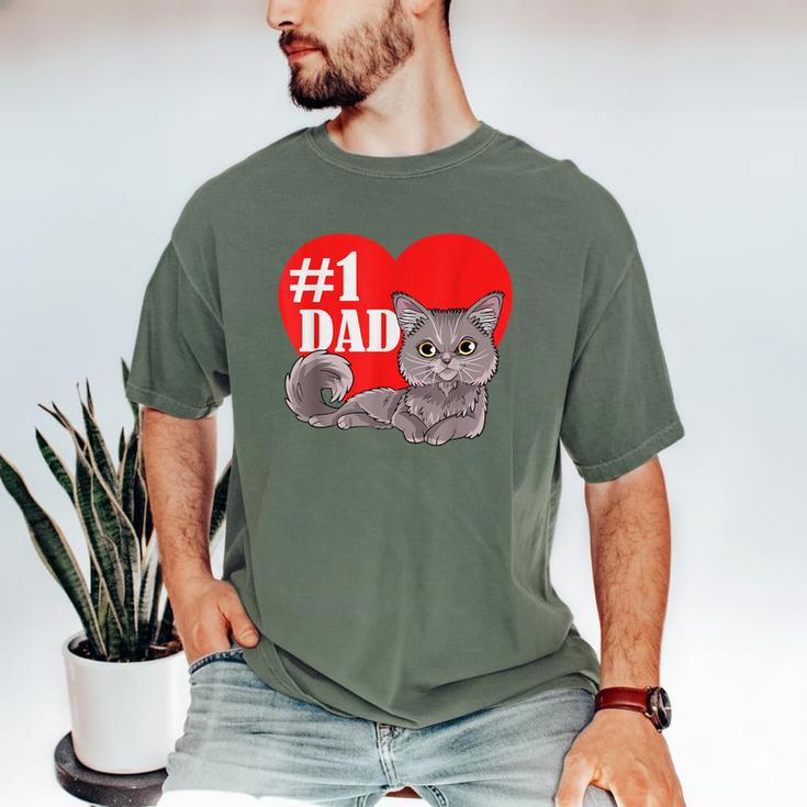 Nebelung Cat 1 Dad Father's Day Daddy Heart Decor For Men Women Kids Men's Comfort Colors T-Shirt