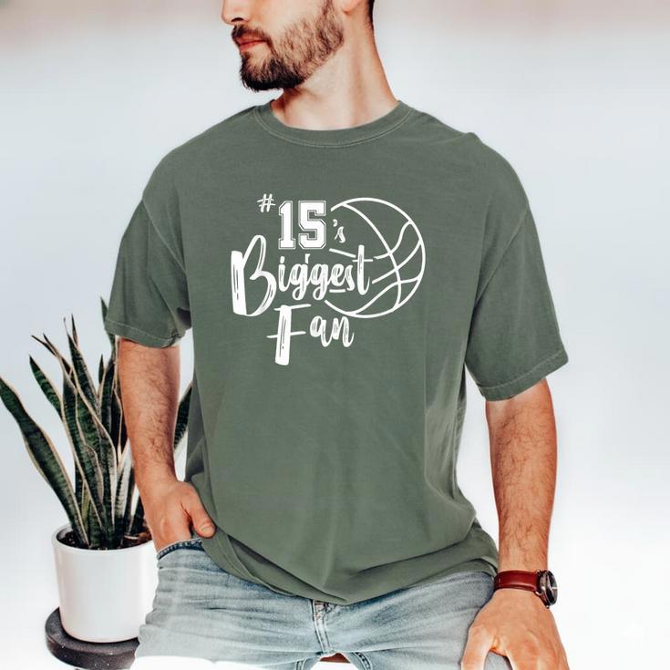 Number 15's Biggest Fan Shirt Basketball Player Mom Dad Men's Comfort Colors T-Shirt