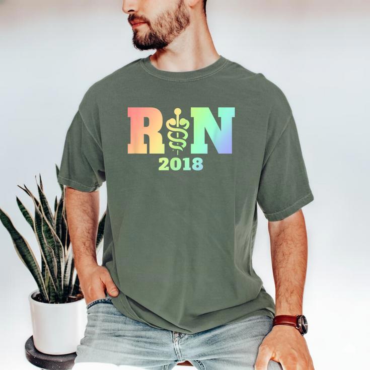 Nurse Graduation Shirt RN Est 2018 Rainbow Tshirt Men's Comfort Colors T-Shirt
