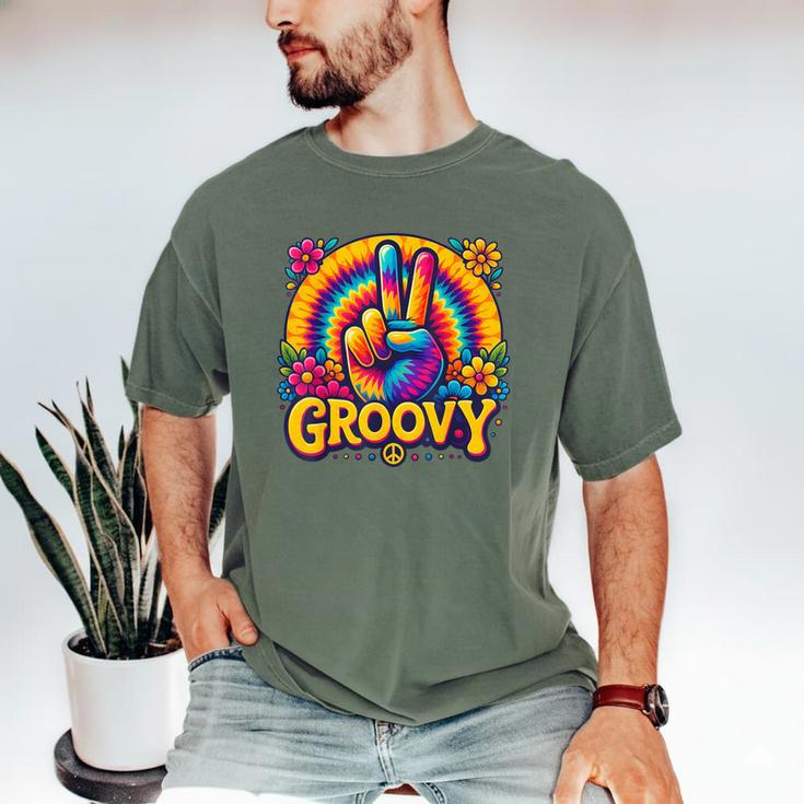 Peace Sign Groovy Vibes Costume Nostalgia Tie Dye Fashion Men's Comfort Colors T-Shirt