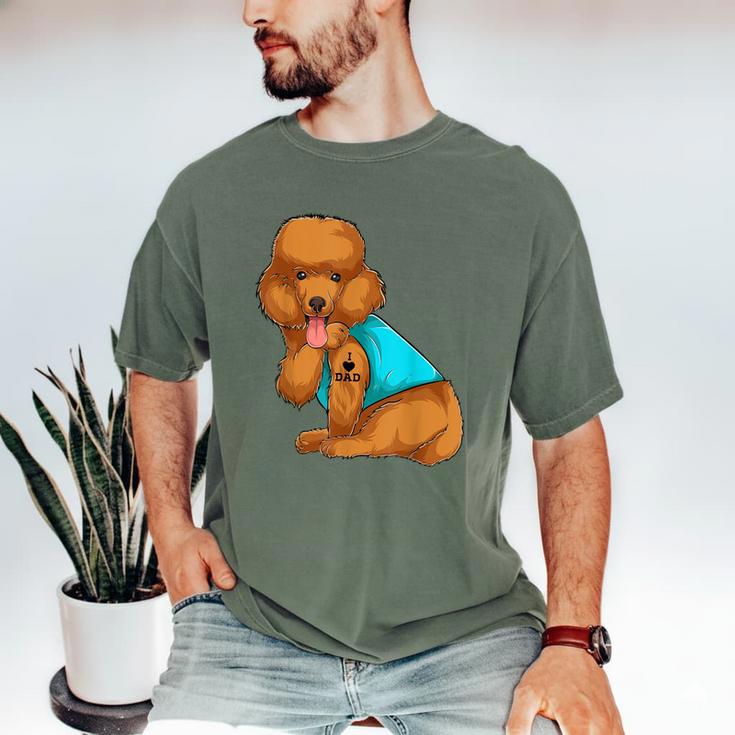 Poodle I Love Dad Tattoo Apparel Dog Dad Dads For Men Women Men's Comfort Colors T-Shirt