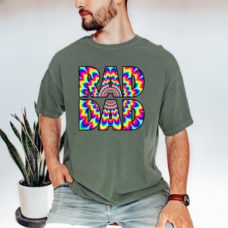 Rad Dad Trippy Hippie Tie-Dye Rainbow 70s Vibes Novelty Men's Comfort Colors T-Shirt