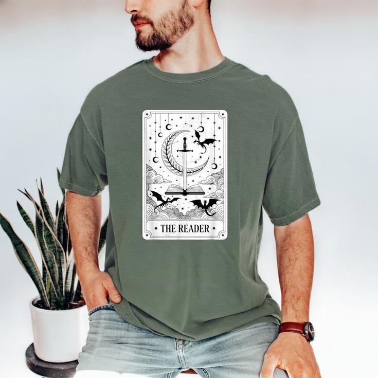 The Reader Tarot Card Bookworm Books Lover Dragon Librarians Men's Comfort Colors T-Shirt